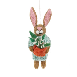Felt Benjamin Bunny with Poy Plant Ornament (7050761797698)
