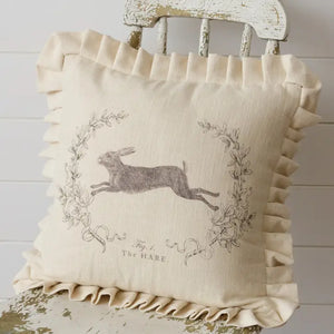 Leaping Hare with Ruffles Pillow (7049628975170)