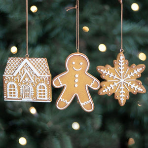 Set of 3 Hanging Christmas Gingerbread Ornament Decorations (7330222112834)
