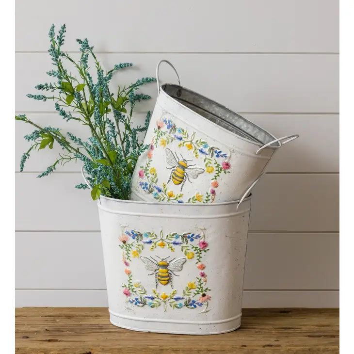 Wildflowers & Bee Bucket Set of 2 (7049634480194)