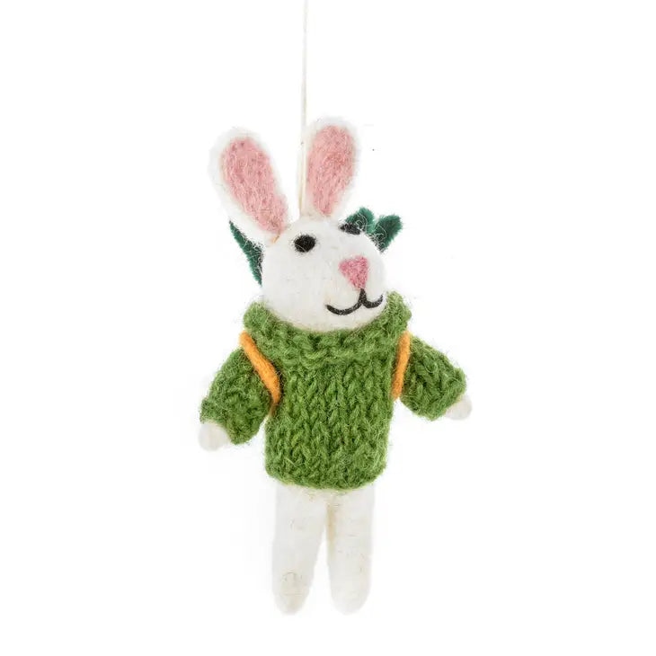 Felt Ronnie the Rabbit with Carrots Ornament (7050767040578)