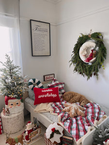 Santa's Workshop Cushion - PRE ORDER (6919637860418)