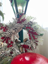Load image into Gallery viewer, G201523 - 28&quot; Snow, Pine &amp; Berries and Cone Wreath with Bells (6864820404290)
