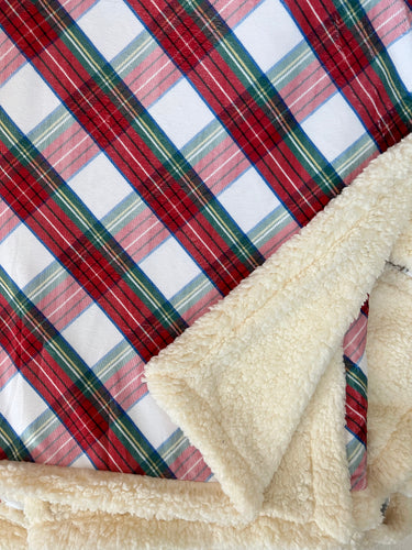 White Tartan Fleece Blanket - PRE ORDER (6919646806082)