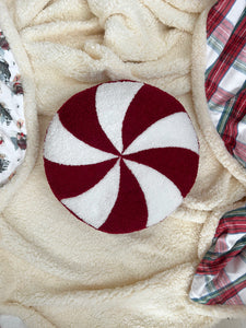 Red Peppermint Boucle Cushion - PRE ORDER (6763152146498)