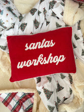 Load image into Gallery viewer, Santa&#39;s Workshop Cushion - PRE ORDER (6919637860418)