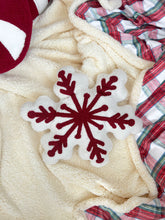 Load image into Gallery viewer, White &amp; Red Snowflake Cushion - PRE ORDER (6921483583554)