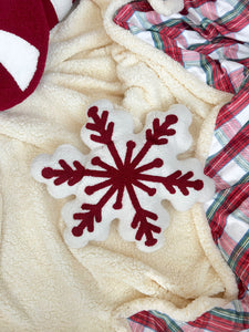 White & Red Snowflake Cushion - PRE ORDER (6921483583554)