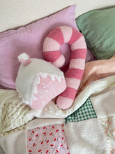 Load image into Gallery viewer, PINK Dual Tone Candy Cane Cushion - PRE ORDER (6919624458306)