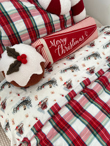 Whimsical Christmas Sleigh & Tartan Quilt Set (6939652063298)