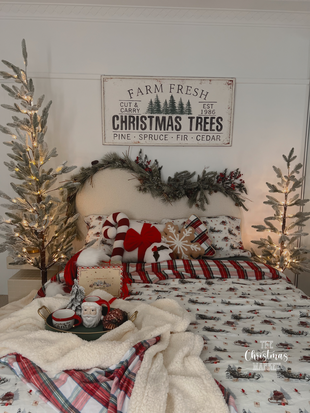 Whimsical Christmas Sleigh & Tartan Quilt Set (6939652063298)