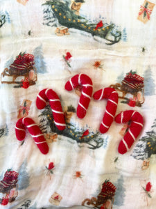 Set of 5 Felt Candy Canes - RED (6927035236418)