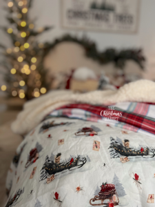 Whimsical Christmas Sleigh & Tartan Quilt Set (6939652063298)