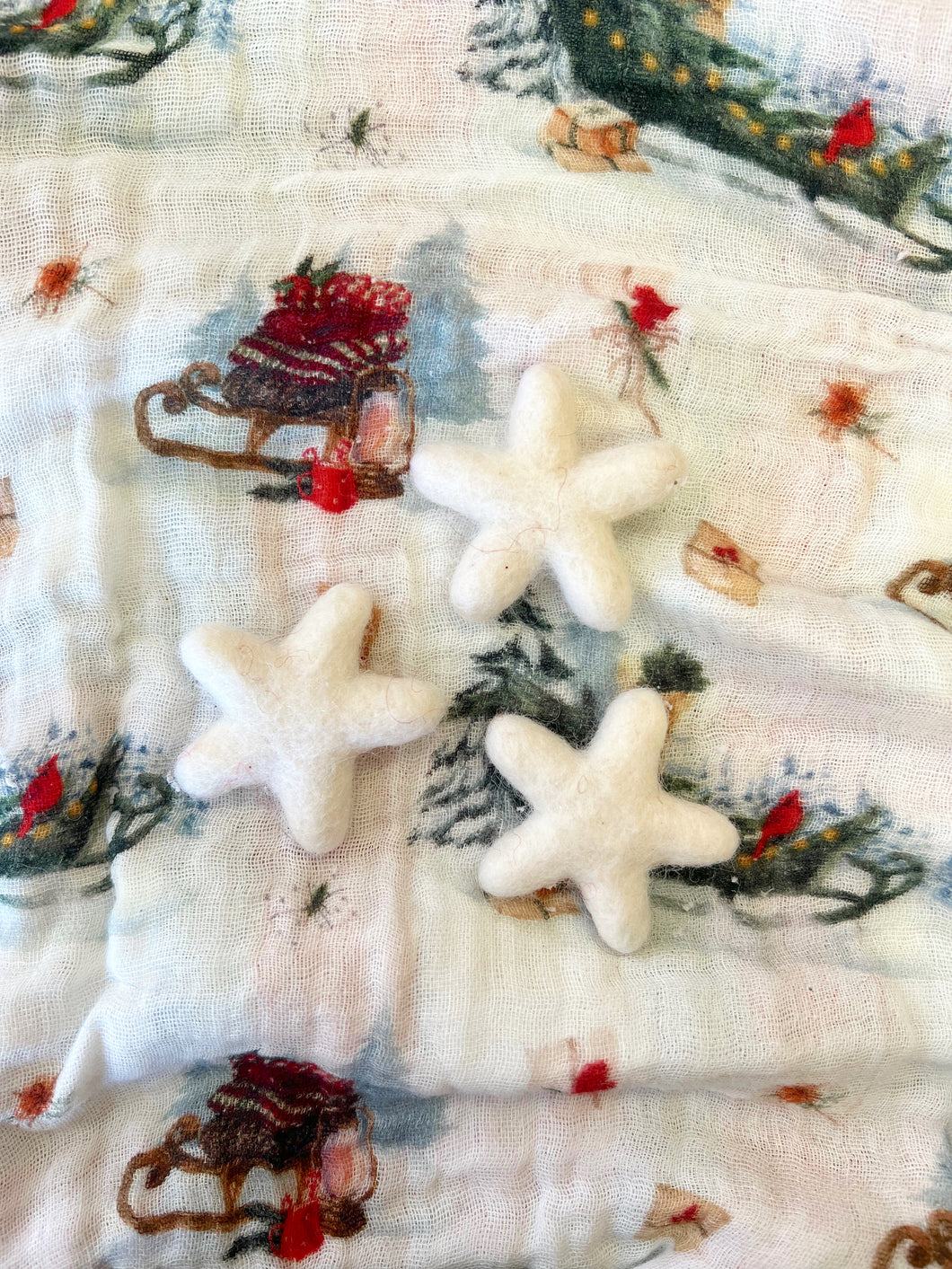 Set of 3 Felt Stars - WHITE (6927035760706)