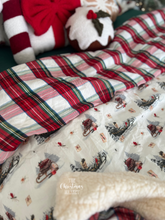 Load image into Gallery viewer, Whimsical Christmas Sleigh &amp; Tartan Quilt Set (6939652063298)