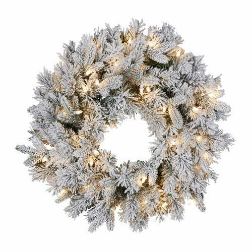 Christmas Wreath with Snowy Finish and Lights 76cm - HZSA76 (6954431381570)