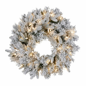 Christmas Wreath with Snowy Finish and Lights 61cm - HZSA61 (6954431742018)