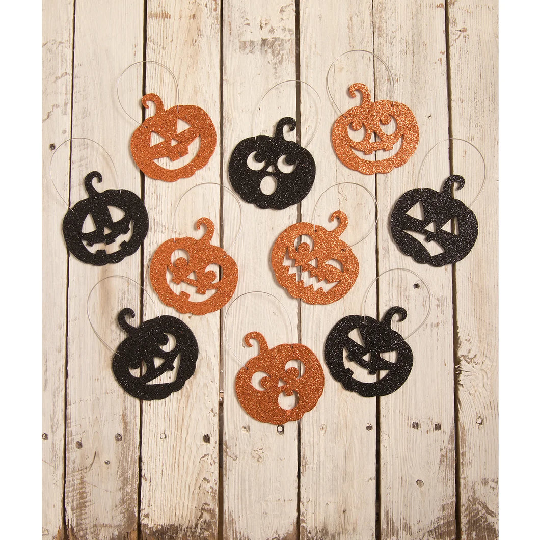 LC1523 - Jack-O-Lantern Glitter Ornament Set of 10 (6953012822082)