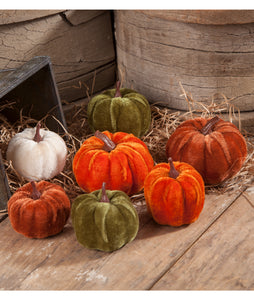 LO7202 - Velveteen Pumpkin in Bag Set of 7 (6914278129730)