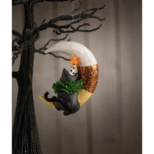 TD1192 - Party Kitty on Candy Corn Moon Ornament (7260363391042)