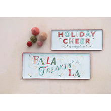Load image into Gallery viewer, Holiday Cheer and Fa La La Enameled Metal Trays Set of 2 (7374736982082)