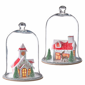 4119099 - 9" Cloche with Lit House (6709626699842)