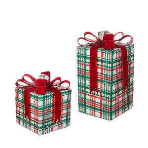 4202420 - 9" Set of 2 Plaid Package Ornaments (6858831134786)