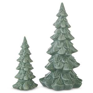 4222893 - 9" Green Ceramic Tree Set of 2 (6865084448834)