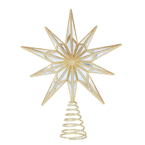 9 Point Mirrored Tree Topper Star- GOLD (6791161118786)