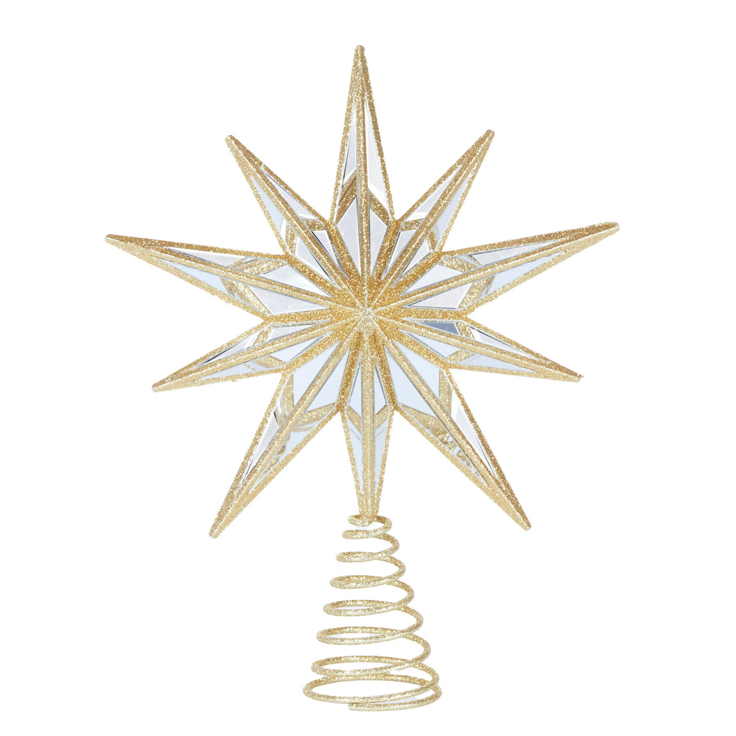 9 Point Mirrored Tree Topper Star- GOLD (6791161118786)