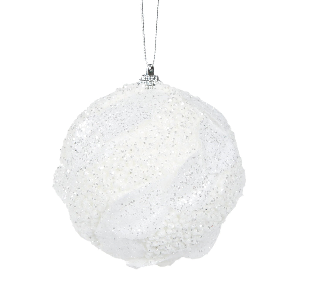 White Glitter Leaf Bauble (6791171211330)