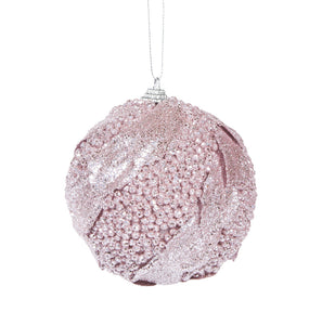 Pink Glitter Leaf Bauble (6807827054658)