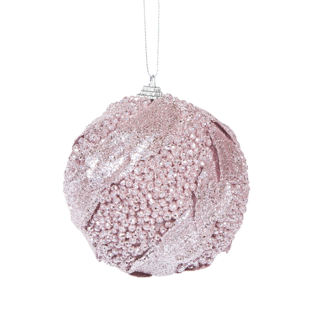 Pink Glitter Leaf Bauble (6807827054658)
