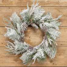 Load image into Gallery viewer, G191522 - 24&quot; Heavy Frosted Mixed Pine &amp; Cone Wreath (6866255118402)