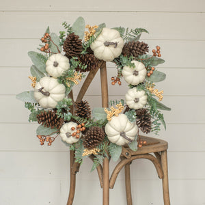 G201716 - 24" Eucalyptus, Pumpkin, Berries & Cones Wreath (6864043114562)