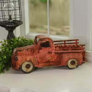 H185046 - 14" Red Metal Rusted Vintage Pickup Truck (6864031088706)