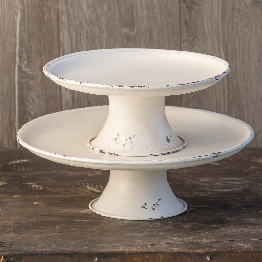 HY164006 - White Rounded Pedestals Set of 2 (6613135130690)