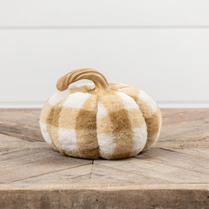 LA207896 - 6" Tan Buffalo Check Pumpkin (6864828596290)