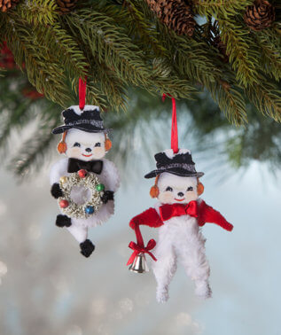 LO8199 - Chenille Snowman Ornament Set of 2 (4671581225026)