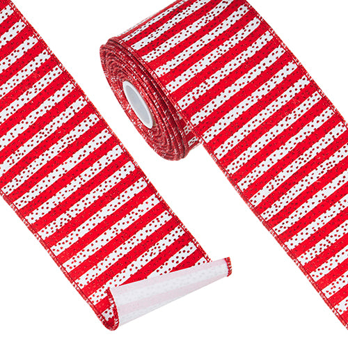 R4171871 - 4 x 10 yard Ribbon Red & White Stripe (6865086545986)