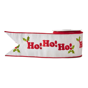 R4171879 4" X 10 YDS HO HO HO EMBROIDERED WIRED RIBBON (6758028378178)