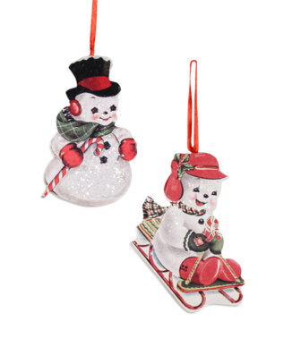 RL9827 - Playful Snowman Dummy Board Ornament Set of 2 (4671626117186)