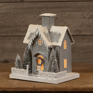 WS182435 - Holiday Grey & White Lighted House (6676053360706)