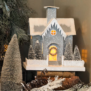 WS182435 - Holiday Grey & White Lighted House (6676053360706)