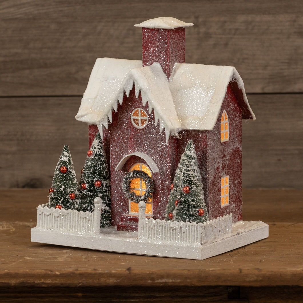 WS182474 - Holiday Red Lighted House (6676049559618)