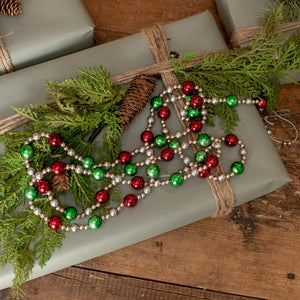 WS192162 - 72" Multi Size Red, Green & Silver Garland (6863630041154)