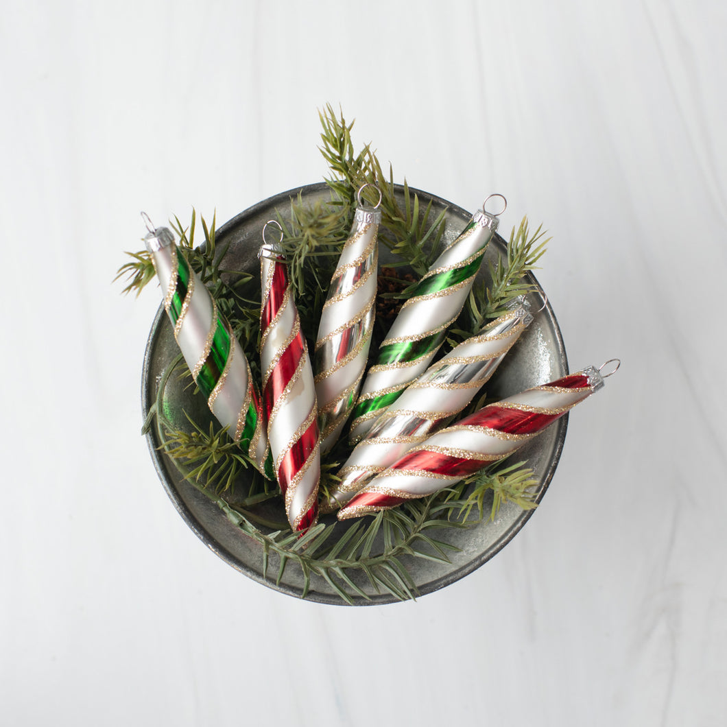 WS202032 - Set of 6 Assorted Spiral Glass Ornament (6863641641026)