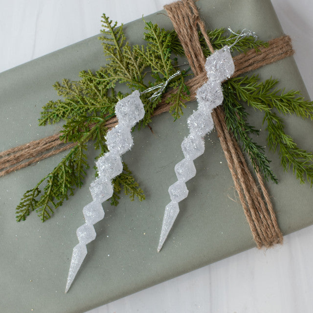 WS202189 - Icicle Ornament White Tapered Ball Set of 2 (6863643705410)