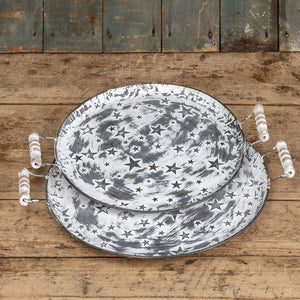 ZH197609 - 14" Whitewash Star Tray w/ Handles (6695004045378)