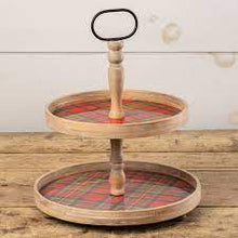 Load image into Gallery viewer, E193021 - Christmas Plaid 2-Tier Tray (6695002636354)